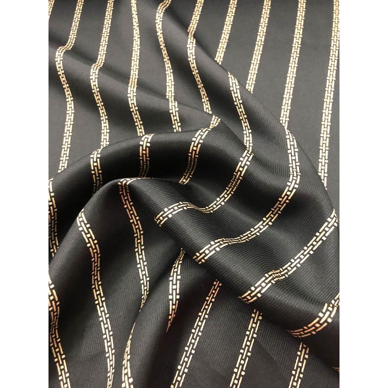 Striped Cord Silk Charmeuse - Black And Beige