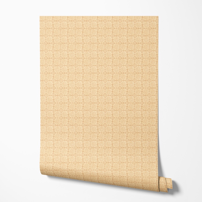 Susan Winget Beige Batik Diamond Leaf Wallpaper