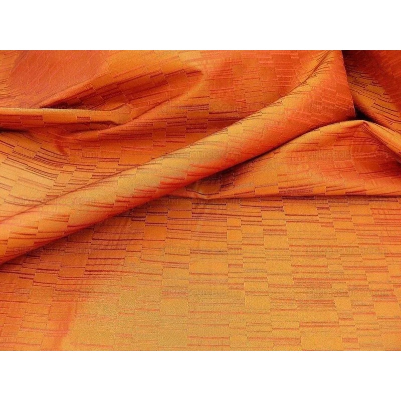 100% Silk Jacquard Staggered Stripe Texture "allspice" Orange MSRP USD258/y