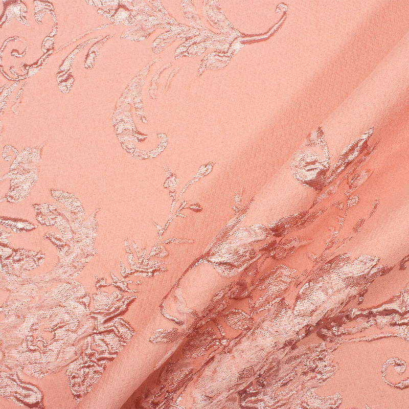 Salmon Pink Metallic Cloqu (A 2.50m Piece)