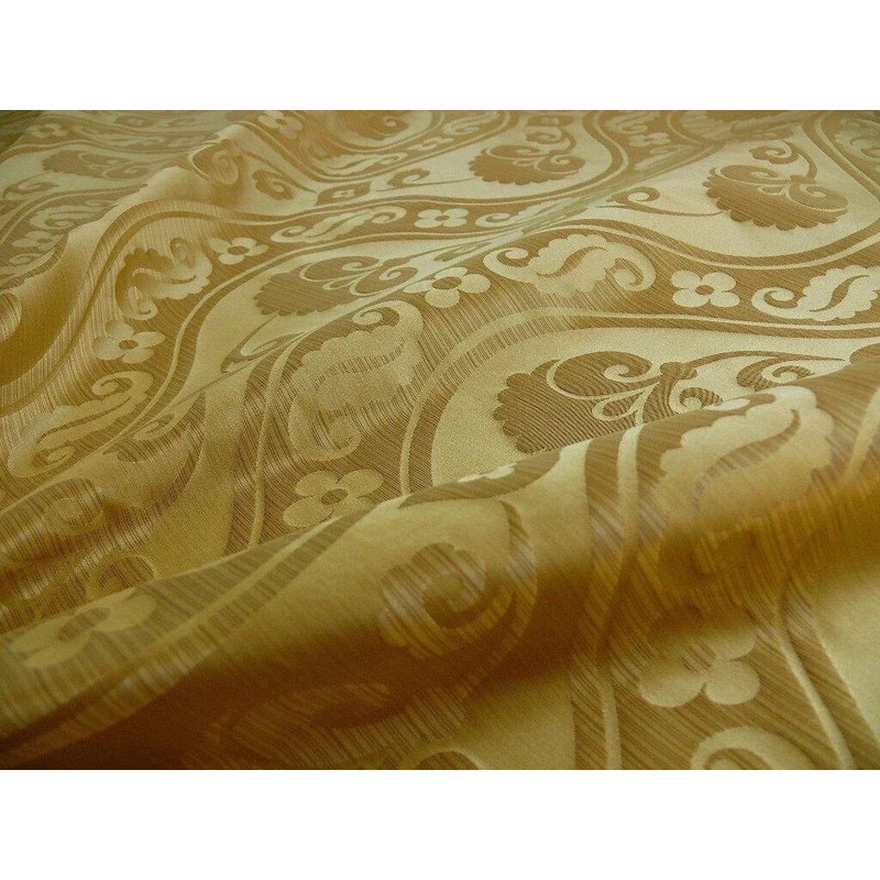 100% Silk Damask Peony River - Curry Gold