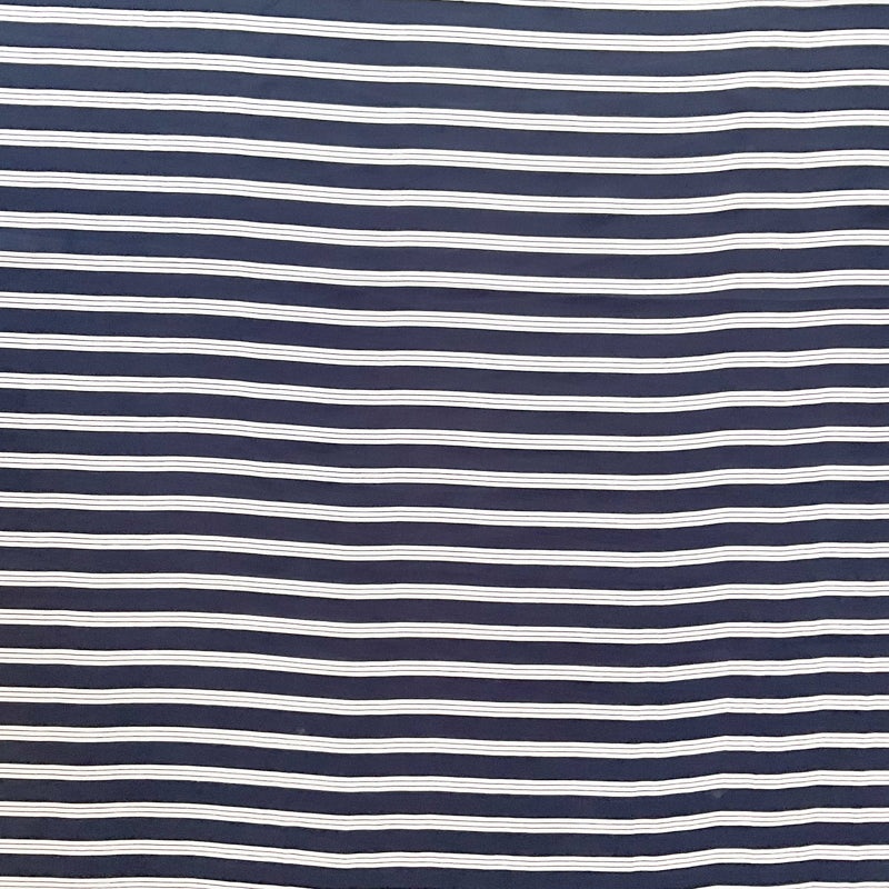 2 3/4 YD PC-Black-White Double Stripe Silk Chiffon Designer Remnant Fabric