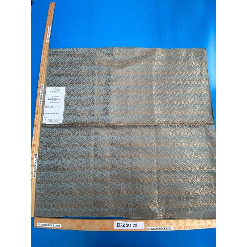 23 Berkbox101 Square Silk by Old World Weavers Carlos Small Damask Antique Aqua Brown Small Scale MSRP USD300+/y