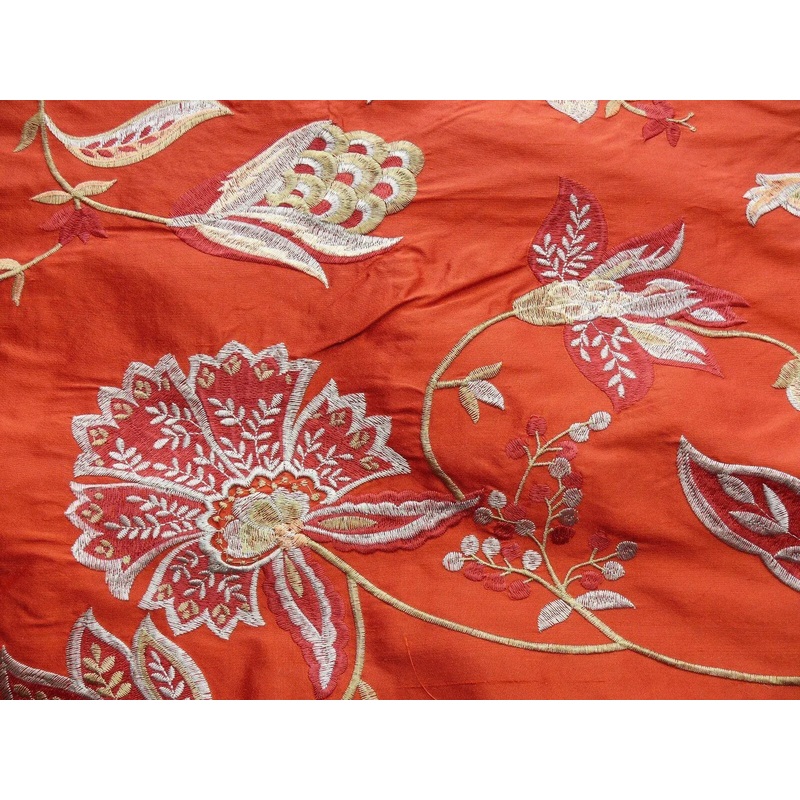 3yd Scalamandre Nadina Cinnabar Red Silk Embroidery MSRP USD 328Y