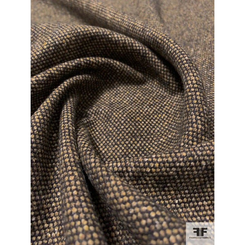 Italian Mini Honeycomb Wool Suiting - Tan / Brown / Black