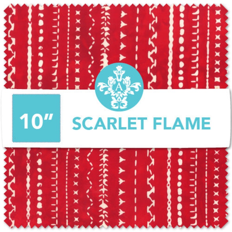 Scarlet Flame (Baliscapes) SCFLCP10-X Multi 10"X10" Squares Batik Cotton