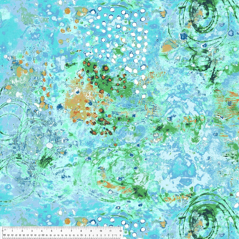 Spotted Graffiti Marcia Derse 52814D-4 Sea Glass Spotted Graffiti High Density Cotton
