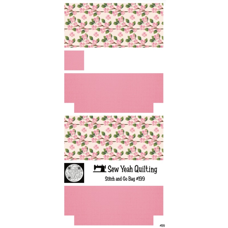 Stitch & Go Bag #199 - Floral Cherry Blossom on Pink