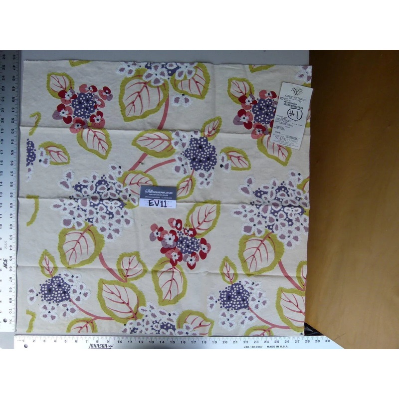 11 Ev11 Scalamandre Showroom Sample Square Miranda Red Violet Purple Cotton Embroidery Floral #1 MSRP USD646/Yard
