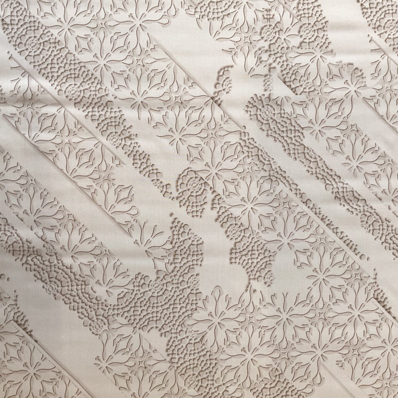 4 3/4 YD PC-Gray-Ivory Pebble Medallion Silk Chiffon Designer Remnant Fabric