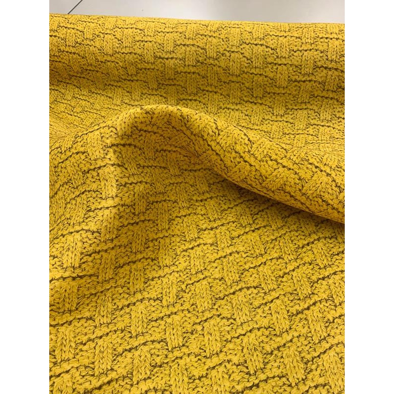 Christian Siriano Italian Basketweave Printed Silk Gazar - Yellow