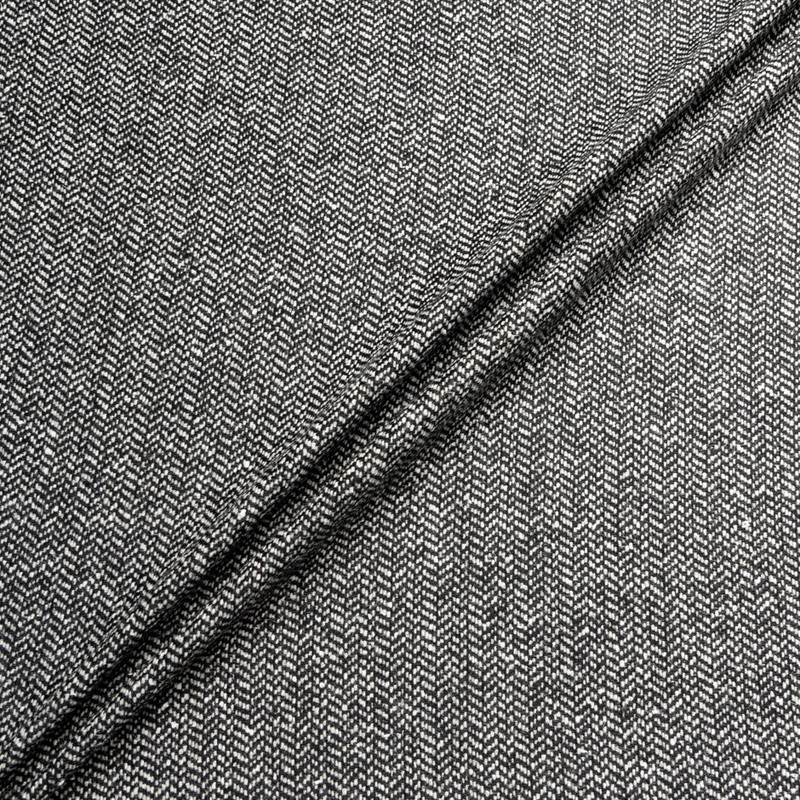 Monochrome Herringbone Wool Blend Tweed