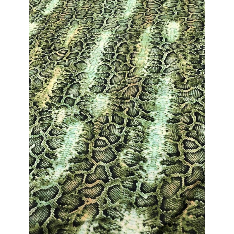Reptile Printed Cotton Voile - Green / Black