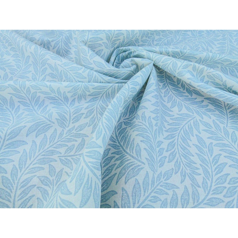 Scalamandre Patrick Blue On White Botanical Foliage Cotton Linen Made in US MSRP USD 124
