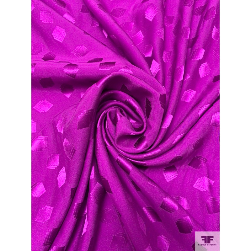 Squares on Squares Jacquard Silk Charmeuse - Berry Purple