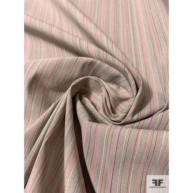 Vertical Microstriped Yarn-Dyed Stretch Medium-Weight Cotton Shirting - Multicolor Earth