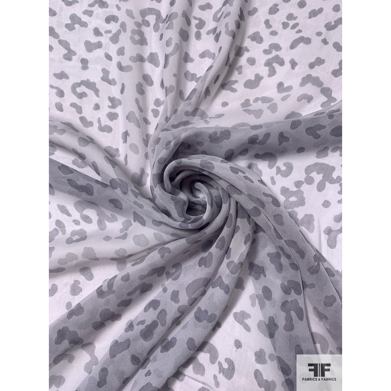 Animal Pattern Printed Silk Chiffon - Grey