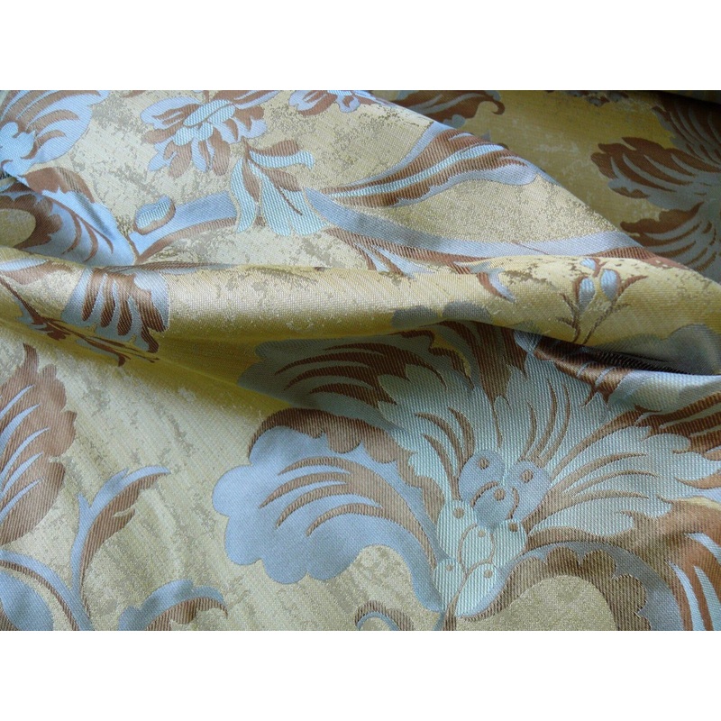 By Yd 100%silk Lampas Mythical Huge Tree Of Life Julep Blue Yellow Brown MSRP USD 328/YD