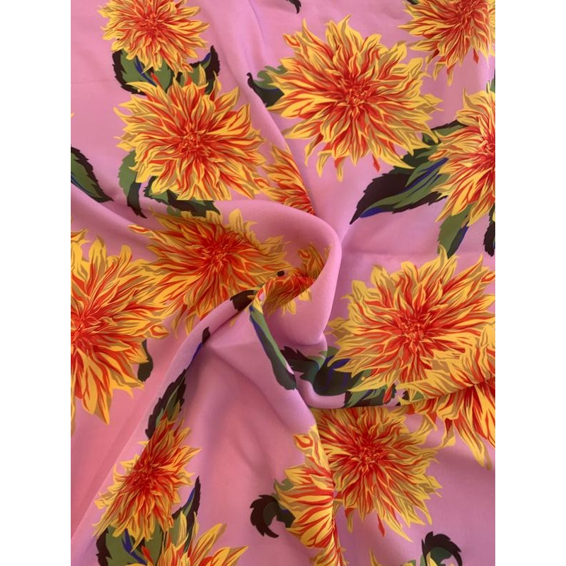 Carolina Herrera Floral Printed Silk Georgette - Pink / Yellow / Orange / Green