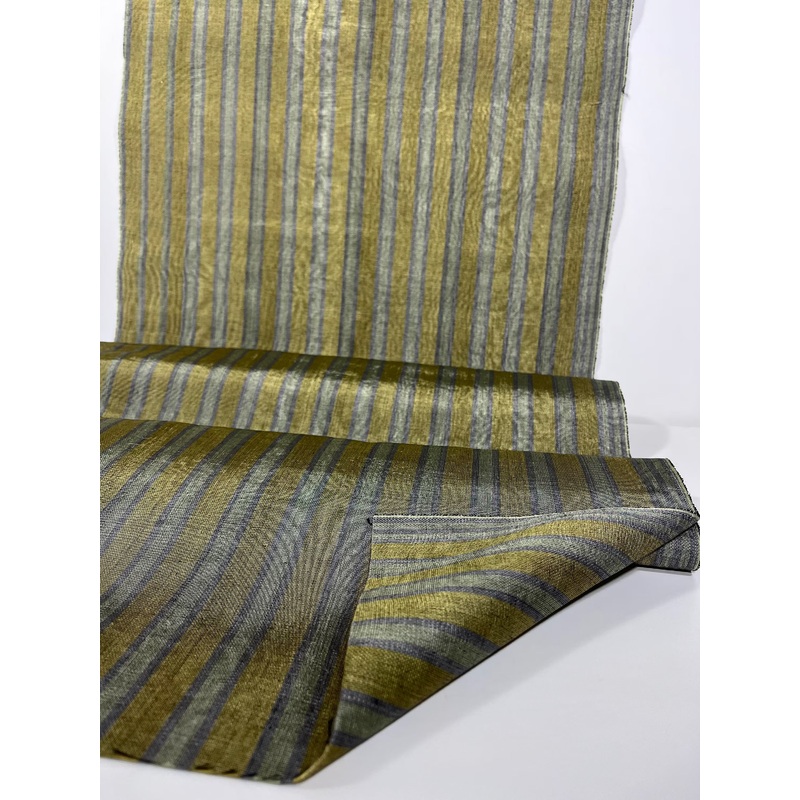 Gold Striped Luxurious Silk Watermark Patterned Fabric.