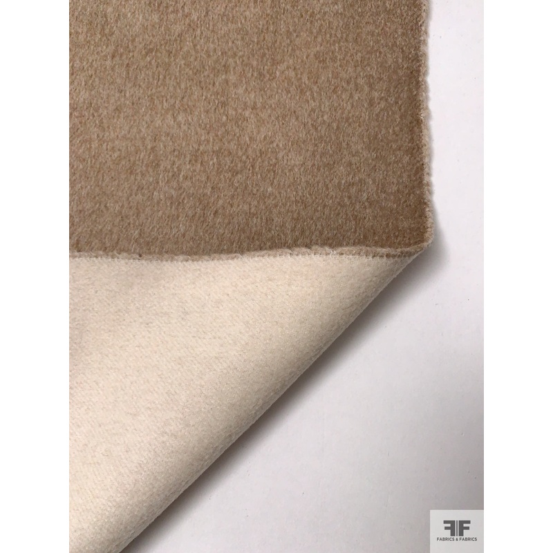 Italian Double Faced Brushed Wool Coating - Driftwood Taupe / Ivory