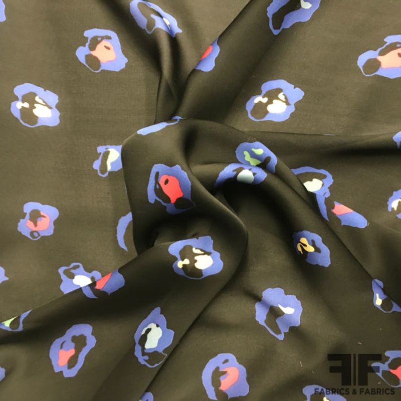 Satin-Faced Floral Georgette - Black/Blue