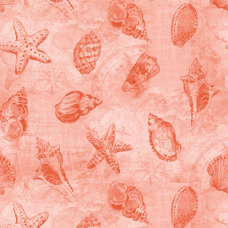 Shells and Starfish on Peach Fabric
