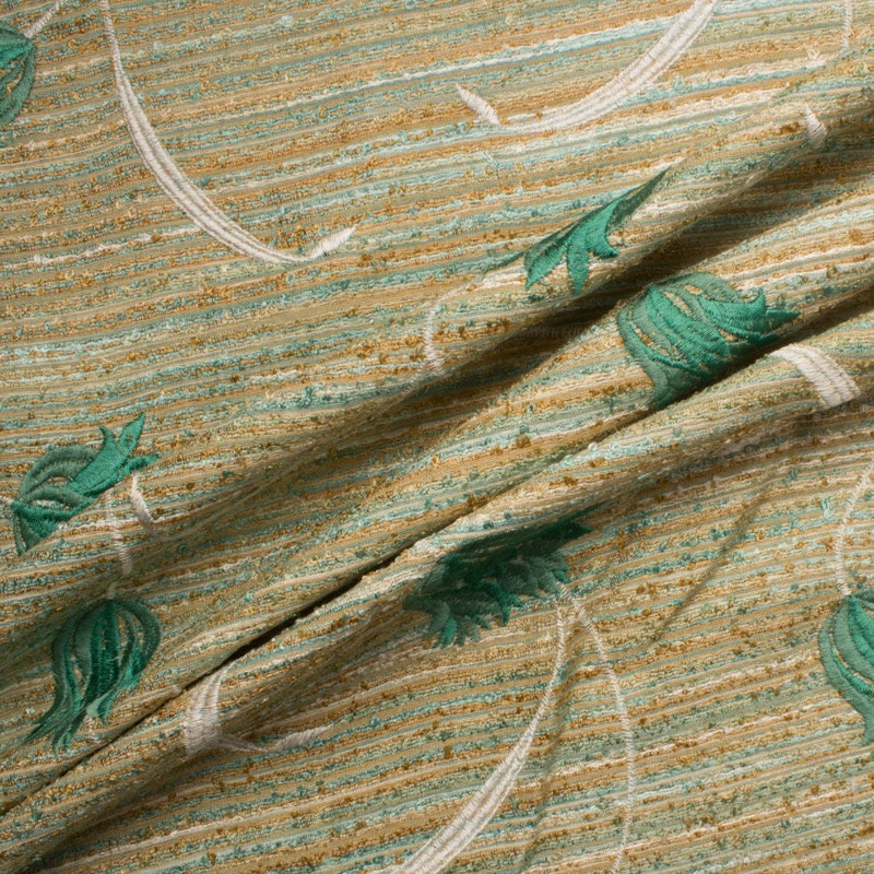 Beige/Green Embroidered Silk Matka