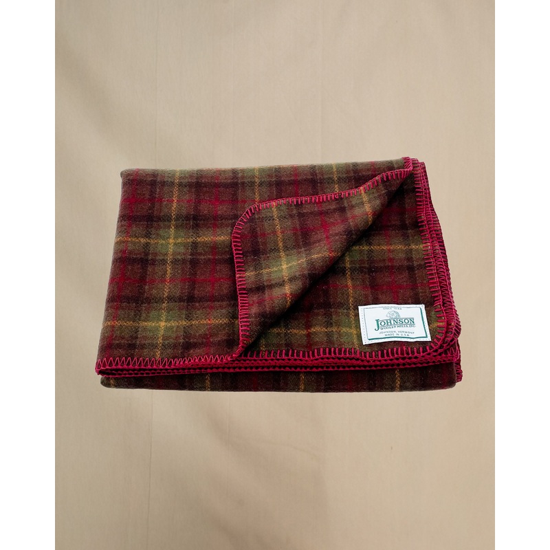 Norris Wool Throw - Olive & Brown Plaid 84 - Olive Brown Plaid