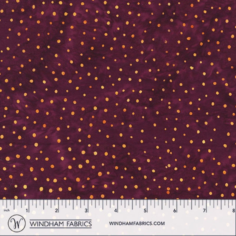 QE8: Charm Anthology Fabrics 450Q-2 Plum Mini Dots Batik Cotton