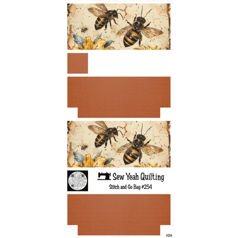 Stitch & Go Bag #254 - Bees Vintage on Brown