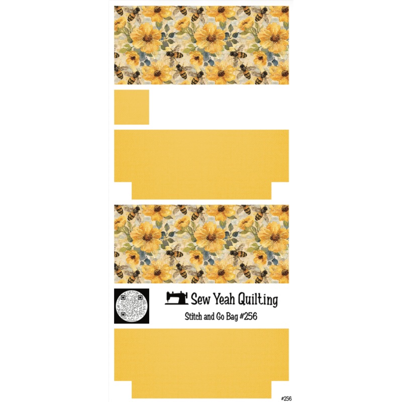 Stitch & Go Bag #256 - Bees & Yellow Flowers on Light Yellow