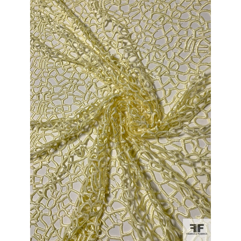Swiss Abstract Soft Guipure Lace - Pastel Yellow