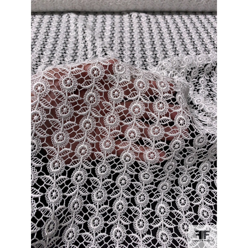Swiss Floral Stalks Lightweight Guipure Lace - Light Ivory