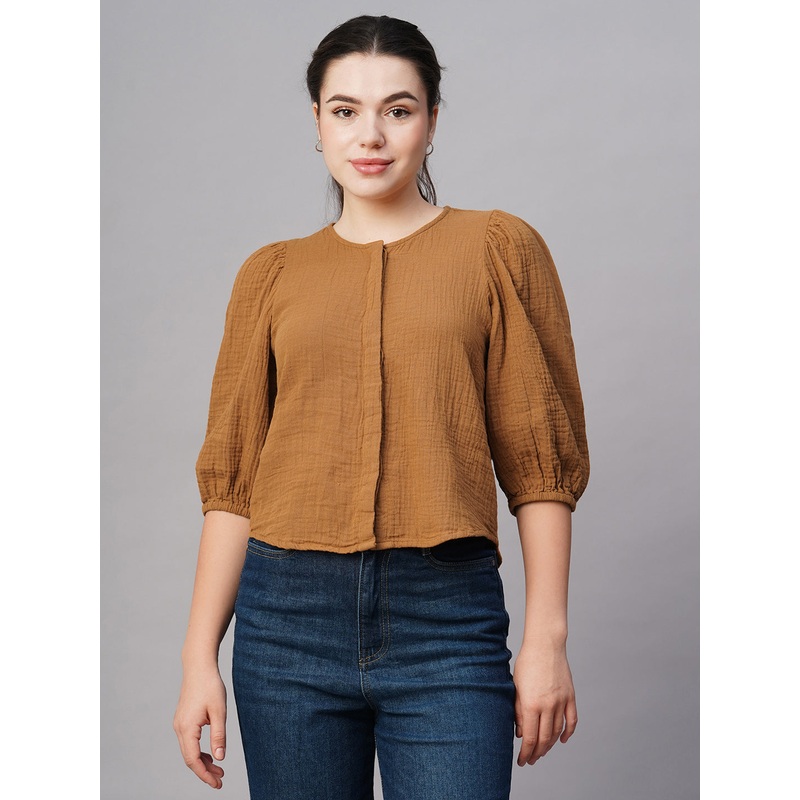 Women's Mustard Cotton Regular Fit Blouse MUSTARD