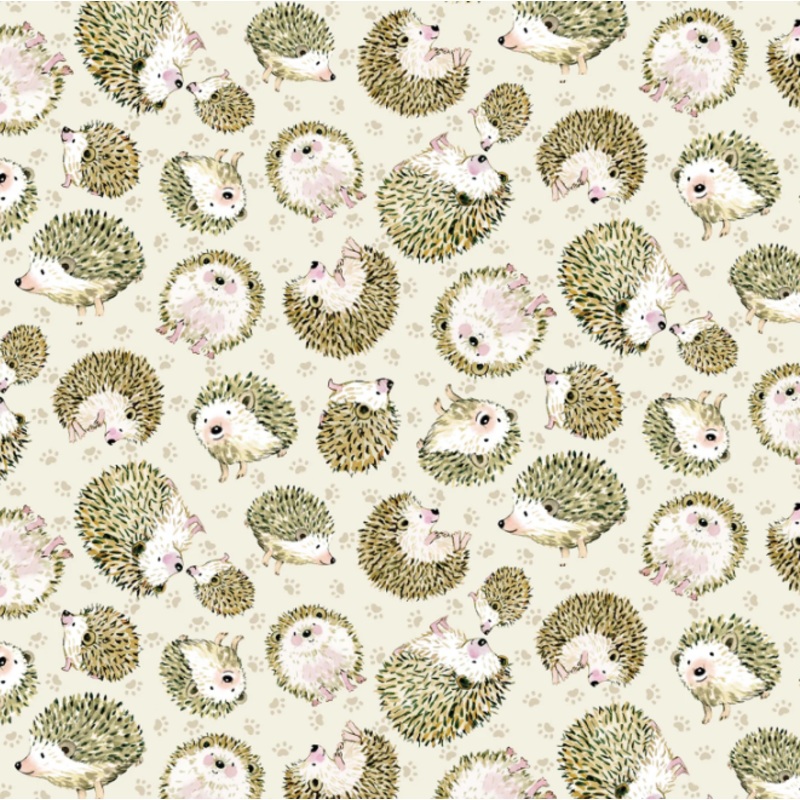 44" - Michael Miller -"Hedgehog" Cream - 100% Cotton