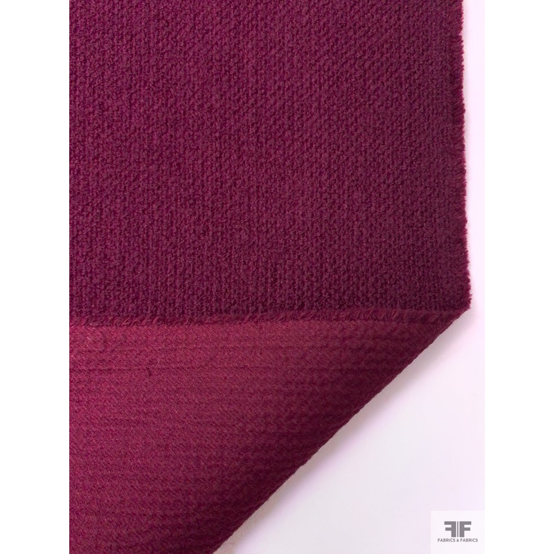 Italian Double-Sided Textured Wool Coating - Plum Red
