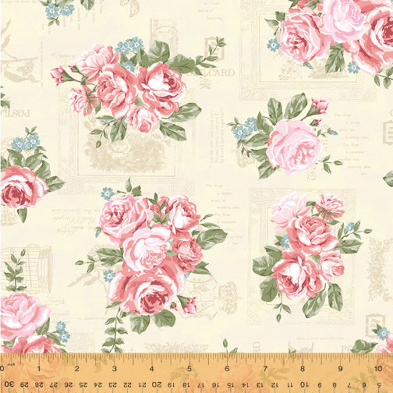 Wish You Were Here Whistler Studios 53364-1 Cream Momento Cotton