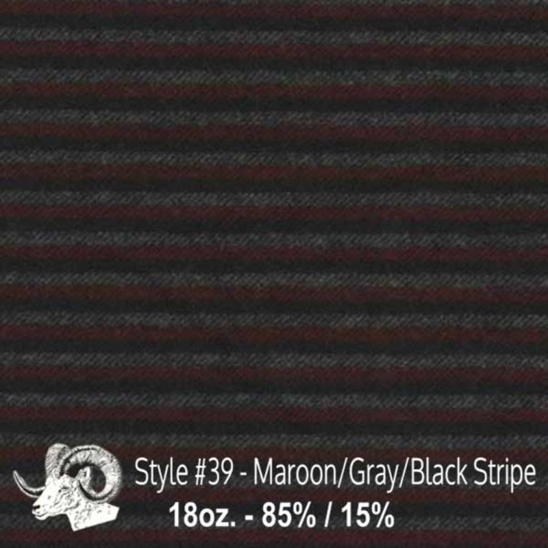 Wool Fabric By The Yard - 39 - Maroon, Gray, & Black Stripe 39 - Maroon Gray Black Stripe