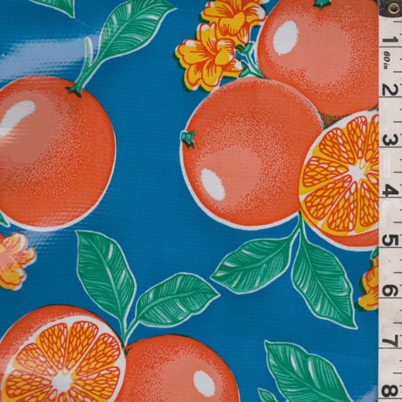 1 5/8 YD PC-Blue Fruit Oilcloth Fabric