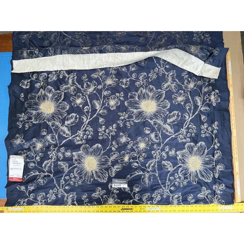 BerkBox44-5 Scalamandre Floral Princess Silk Patriot Blue and Gold Large Flora - 2.4yd by 54 Inches Wide