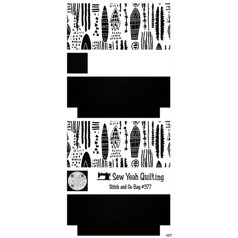 Stitch & Go Bag #377 - Tribal Abstract Shapes & Markings on Black