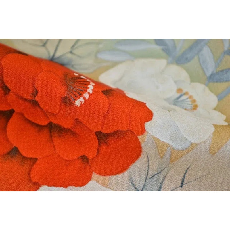 Un-used Silk Tsukesage Bolt Chrysanthemum Rose 11.5mx37cm