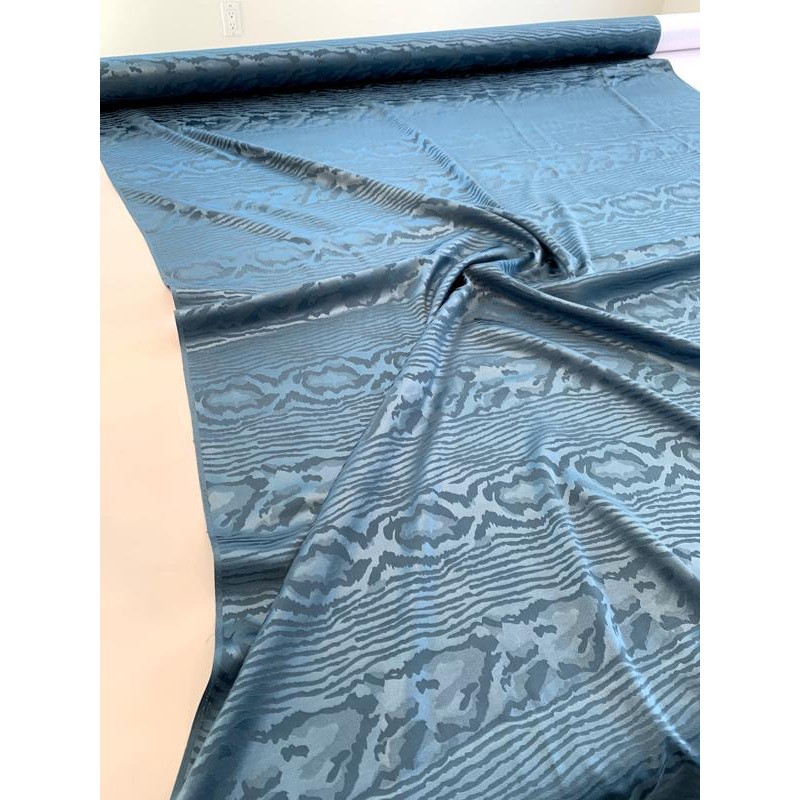 Wood Grain Stretch Silk Jacquard - Slate Blue
