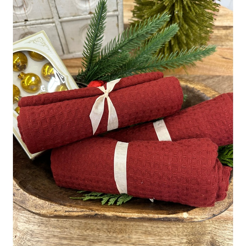 Red Waffle Tea Towel