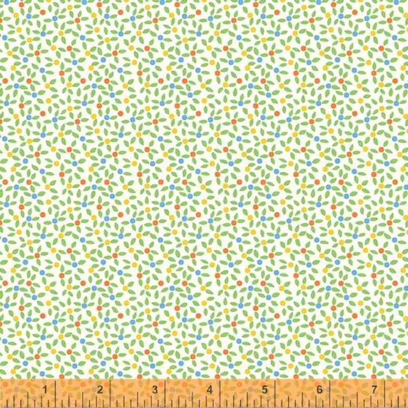 Storybook '22 Whistler Studios 53204-8 Green Rainbow Daisies Cotton