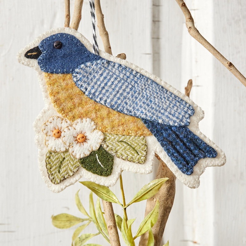 Bluebird & Flowers Ornament