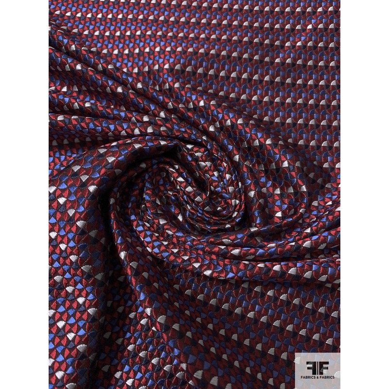 Micro Pattern Silk Necktie Jacquard Brocade - Maroon / Red / Bluue / Navy / Off-White