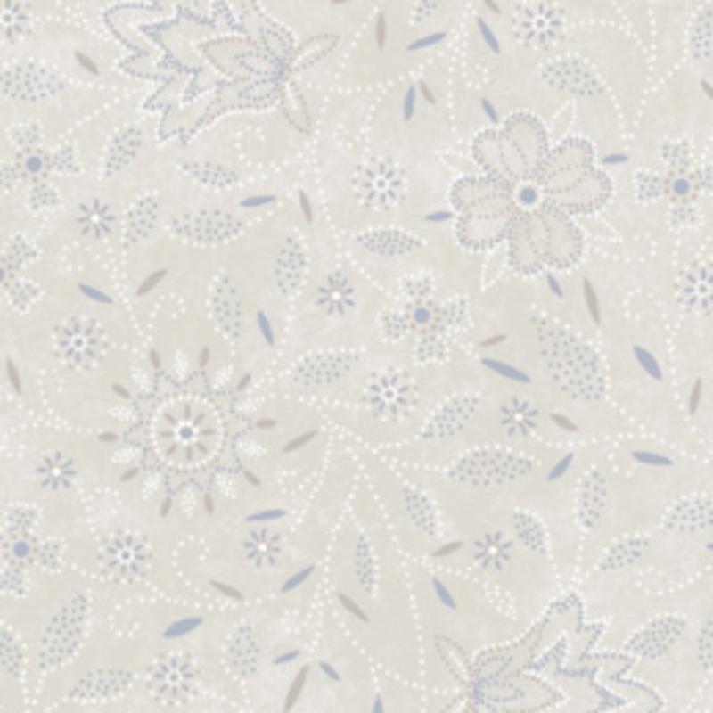 Patchwork Blue Floral Cream Fabric
