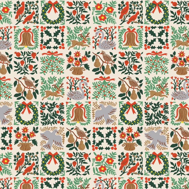 Rifle Paper Co, Holiday Classics - Holiday Tapestry - Cream Fabric, 1/4 yard